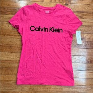 Calvin Klein Women's Hot Pink Logo Short Sleeve Tee